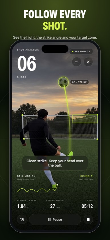Shot analysis screen following the flight of a strike.